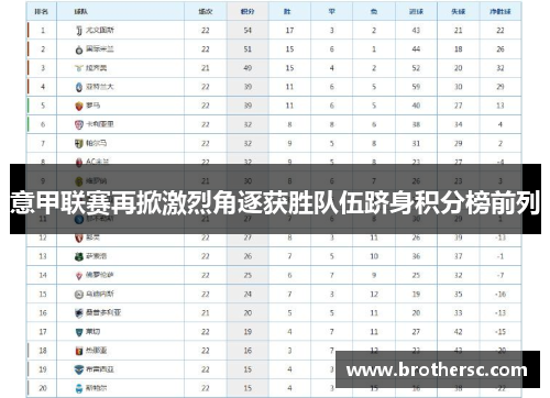 意甲联赛再掀激烈角逐获胜队伍跻身积分榜前列